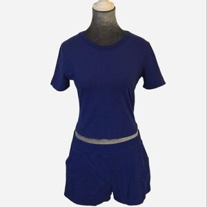 Women's Blue 2PC Swank A Posh Cropped Top & Shorts Set Size Large